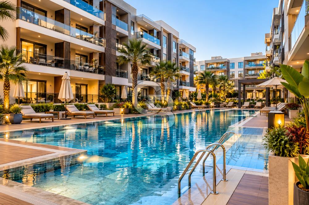 ÇANDARLI'DA 1+1 HAVUZLU GÜVENLİKLİ SİTE'DE SATILIK 55m2 DAİRE