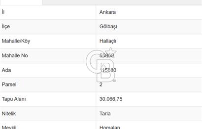 Ankara Gölbaşı Hallaçlı Satılık Tarla