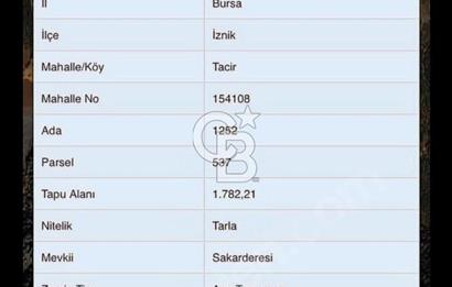 İZNİK TACİR SATILIK TARLA