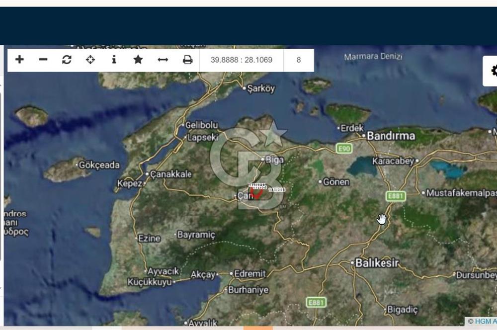 Çanakkale Çan Asmalı Donbacı’da Satılık Tarla