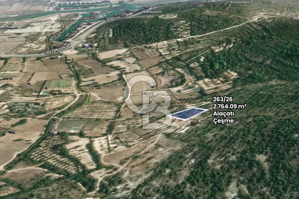 ÇEŞME ALAÇATI PORTA YAKIN, DENİZ MANZARALI SATILIK FIRSAT ARAZİ
