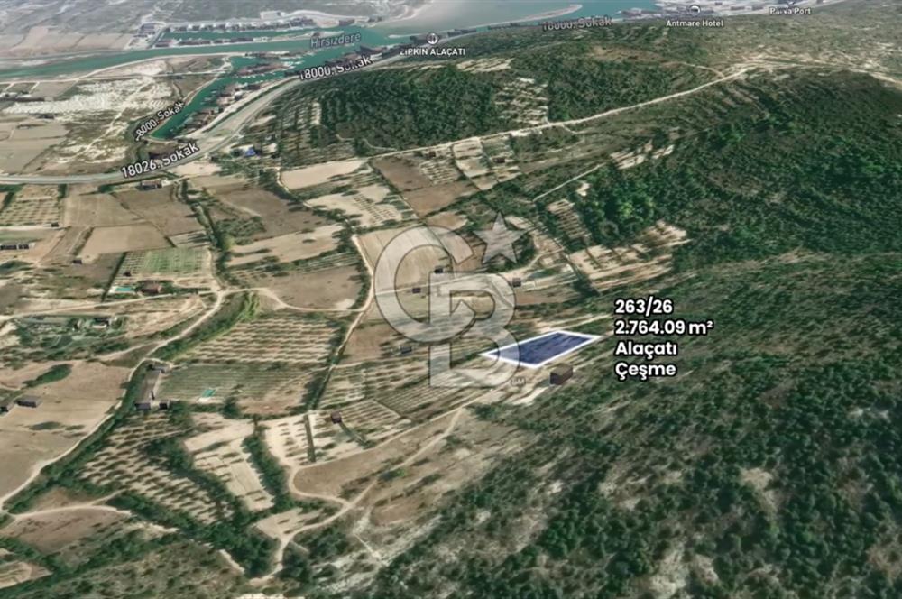 ÇEŞME ALAÇATI PORTA YAKIN, DENİZ MANZARALI SATILIK FIRSAT ARAZİ
