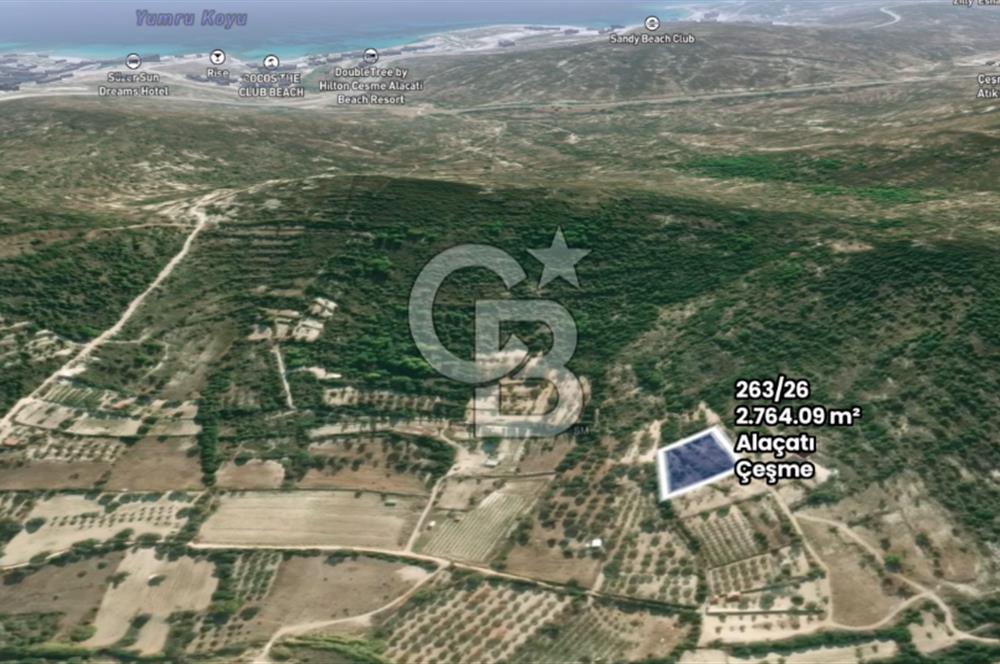 ÇEŞME ALAÇATI PORTA YAKIN, DENİZ MANZARALI SATILIK FIRSAT ARAZİ