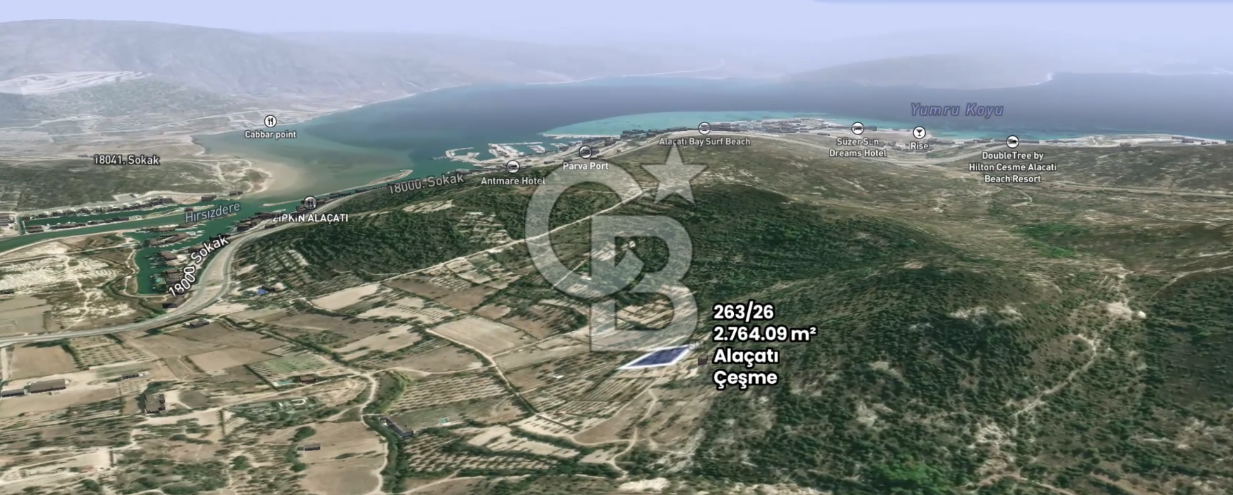 ÇEŞME ALAÇATI PORTA YAKIN, DENİZ MANZARALI SATILIK FIRSAT ARAZİ