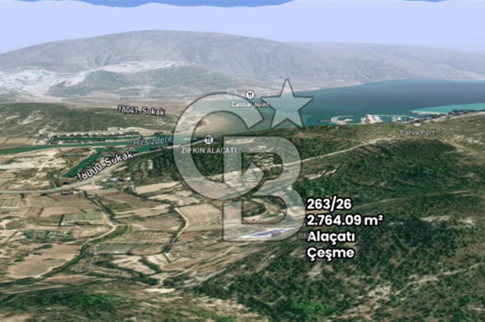 ÇEŞME ALAÇATI PORTA YAKIN, DENİZ MANZARALI SATILIK FIRSAT ARAZİ