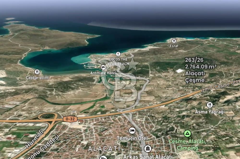ÇEŞME ALAÇATI PORTA YAKIN, DENİZ MANZARALI SATILIK FIRSAT ARAZİ
