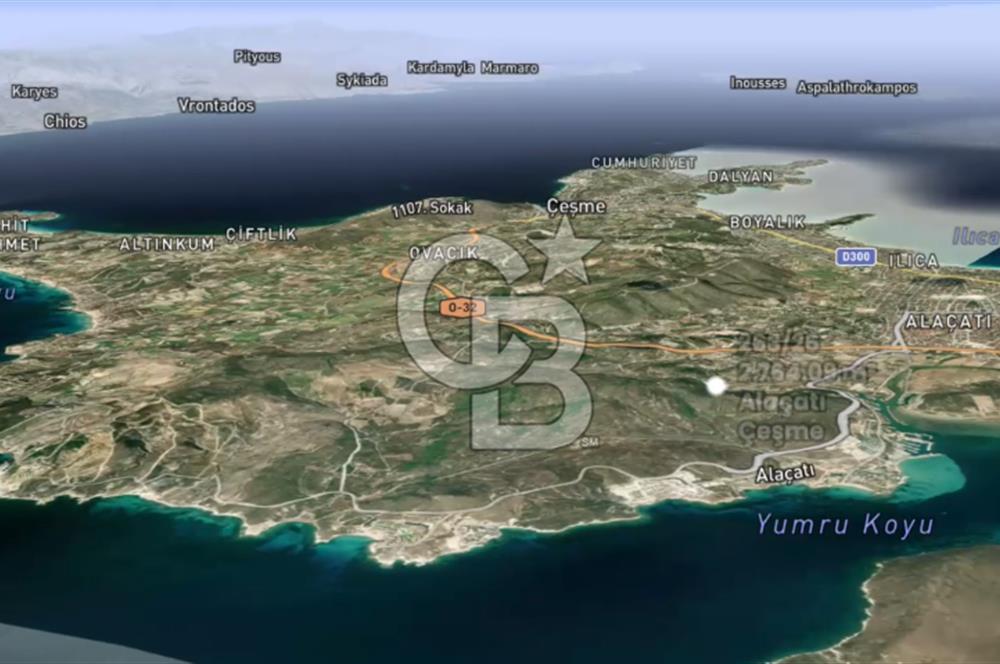ÇEŞME ALAÇATI PORTA YAKIN, DENİZ MANZARALI SATILIK FIRSAT ARAZİ