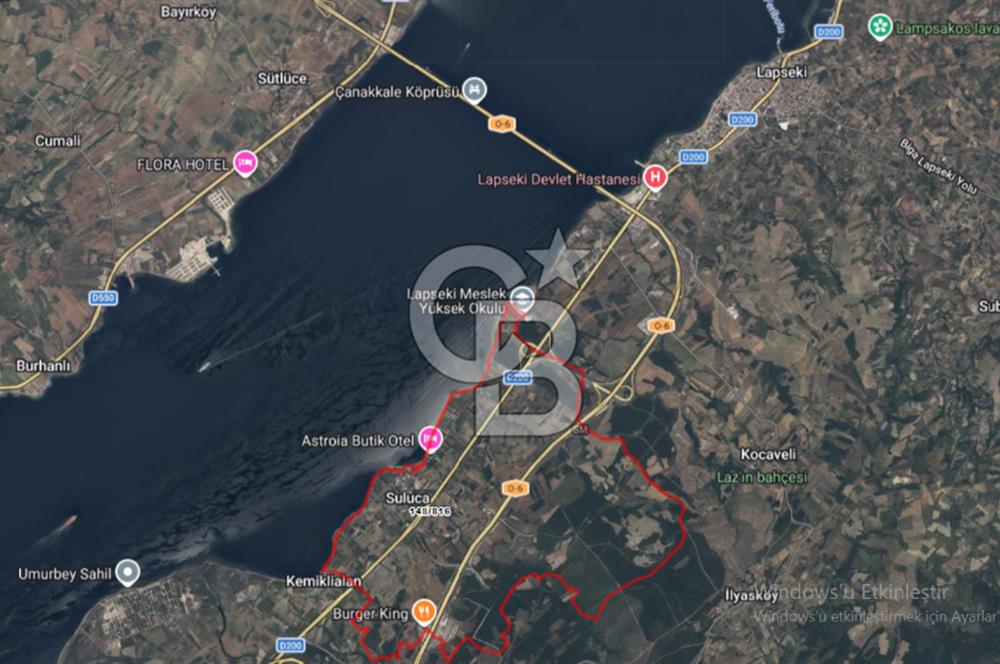 LAPSEKİ SULUCADA 3.567 M² SATILIK TARLA