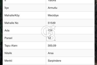 YALOVA ARMUTLUDA DENİZ MANZARALI 601 M2 SATILIK ARSA - 1 - 376560