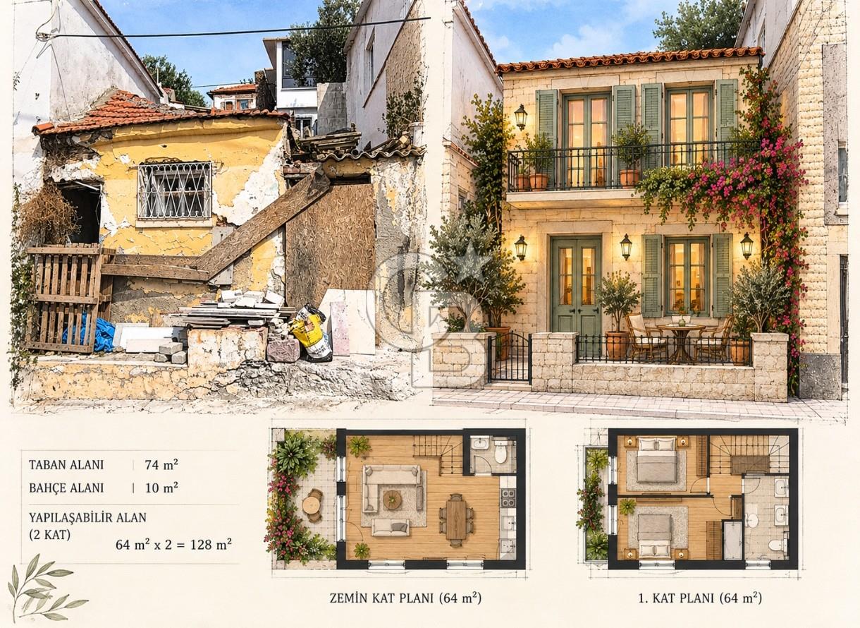  AYVALIK'IN TARİHİ RUM MAHALLESİ'NDE RESTORASYONLUK TAŞ EV FIRSATI 