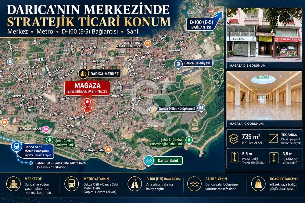 Kurumsala Uygun 15 Mt Vitrinli Çift Cepheli Düz Giriş Mağaza