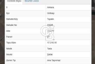 GÖLBAŞI TOPAKLI'DA SATILIK 7 DÖNÜM HİSSELİ TARLA - 3 - 376913