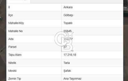 GÖLBAŞI TOPAKLI'DA SATILIK 7 DÖNÜM HİSSELİ TARLA