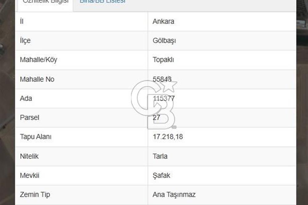 GÖLBAŞI TOPAKLI'DA SATILIK 7 DÖNÜM HİSSELİ TARLA