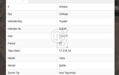 GÖLBAŞI TOPAKLI'DA SATILIK 7 DÖNÜM HİSSELİ TARLA
