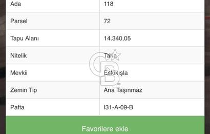 BALIŞEYH AKÇAKAVAK'DA TEK TAPU 14.340 m2 SATILIK TARLA