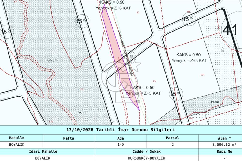 BOYALIK YENİŞEHİRDE 113M2 İMAR DÜZENLEMESİNDE 0.50 EMSAL ARAZİ