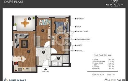 PARİS İNŞAAT PALMİYE SİTESİ 2+1 ARA KAT SATILIK DAİRE