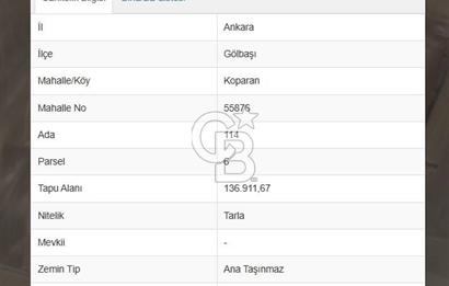 GÖLBAŞI KOPARAN'DA YATIRIMLIK SATILIK HİSSELİ TARLA