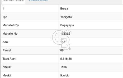  Emlak Arsa Satılık Bursa Yenişehir Köyler Paşayayla Mh. Favori İlanlarım Favori Aramalarım Size Özel İlanlar Karşılaştır BURSA YENİŞEHİR PAŞAYAYLADA 5.518 m² MÜSTAKİL TAPULU TARLA