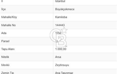 Büyükçekmece Kamiloba'da Konut imarlı Arsa