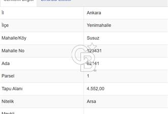 ANKARA YENİMAHALLE SUSUZ’DA VİLLA İMARLI SATILIK ARSA - 1 - 377922