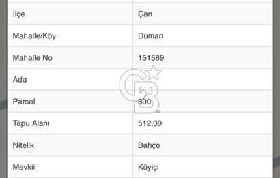 ÇANAKKALE ÇAN DUMAN KÖYÜNDE SATILIK 512 M2 BAHÇE