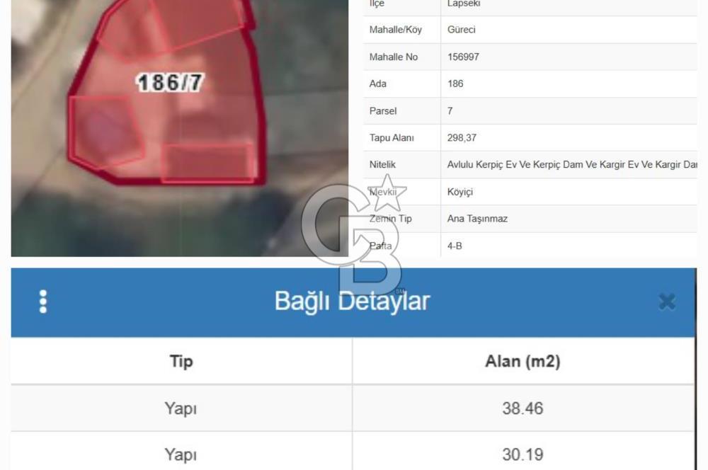 LAPSEKİ GÜRECİ KÖYÜNDE MÜSTAKİL BAHÇELİ SATILIK EV!
