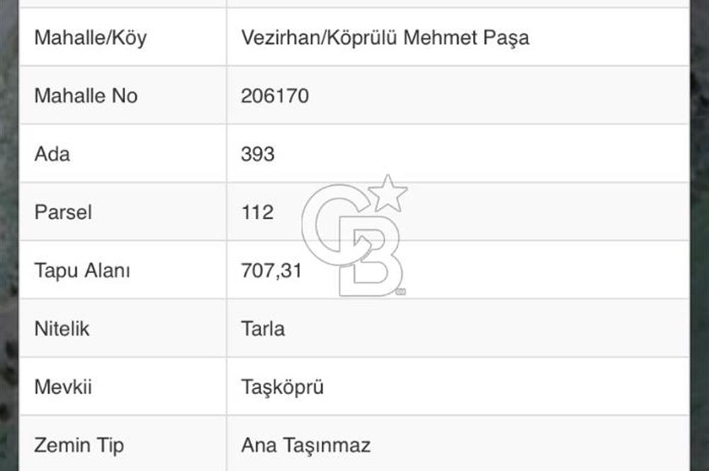 BİLECİK VEZİRHAN TAŞKÖPRÜ DE SATILIK ARSA