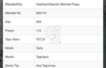 BİLECİK VEZİRHAN TAŞKÖPRÜ DE SATILIK ARSA