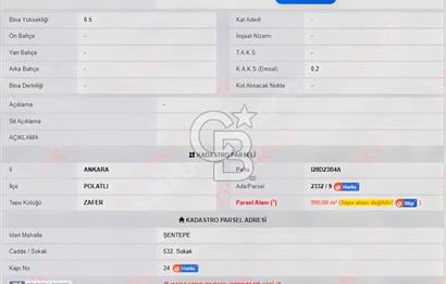 POLATLI (ŞENTEPE) ZAFER MAH. SATILIK 990 m² İMARLI VİLLA ARSASI