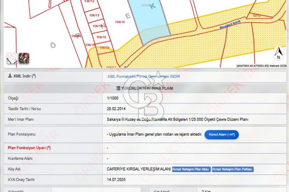 CB ENVOY SAKARYA KOCAALİ CAFERİYE 6976,56 M² ARSA-TARLA
