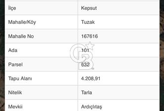 BALIKESİR KEPSUTDA SATILIK TEK TAPU TARLA - 1 - 378624