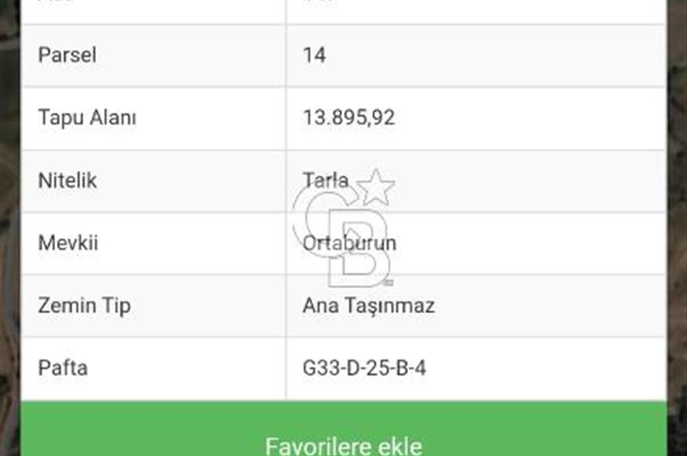 Çorum Merkez Seydim Yunusemre – Ortaburun Mevkii’nde 43.405,92 m² Satılık Tarla