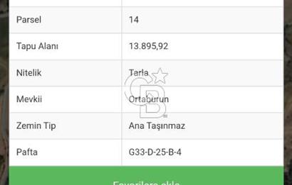 Çorum Merkez Seydim Yunusemre – Ortaburun Mevkii’nde 43.405,92 m² Satılık Tarla
