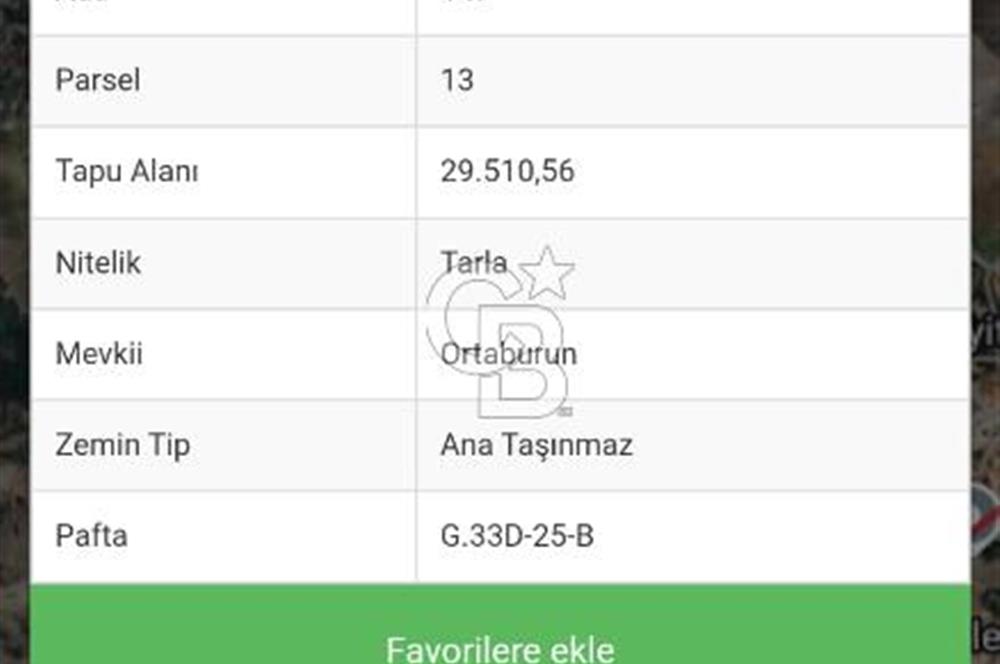 Çorum Merkez Seydim Yunusemre – Ortaburun Mevkii’nde 43.405,92 m² Satılık Tarla