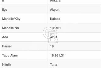 Akyurt Kalaba Bozyer'de 4917 m2 Ova İçerisinde Satılık Tarla - 1 - 379205
